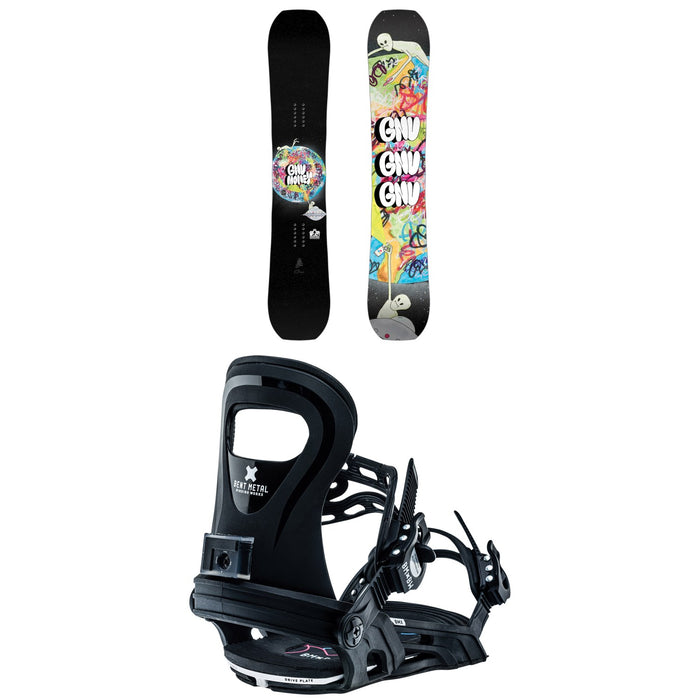GNU Young Money C2E Snowboard + Bent Metal BMX Snowboard Bindings - Kids' 2026