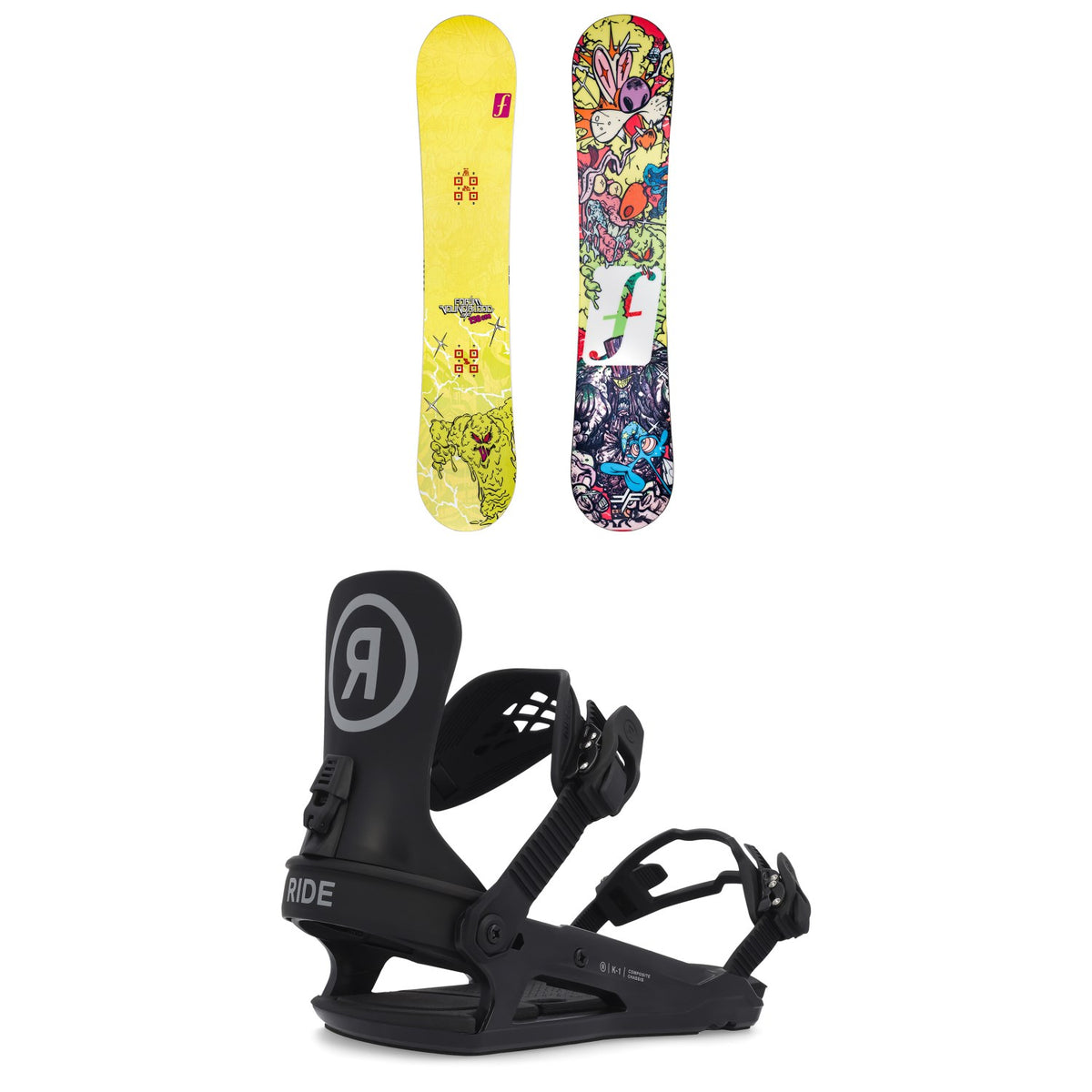 Forum Youngblood Mini Snowboard + Ride K-1 Snowboard Bindings - Kids' 2026