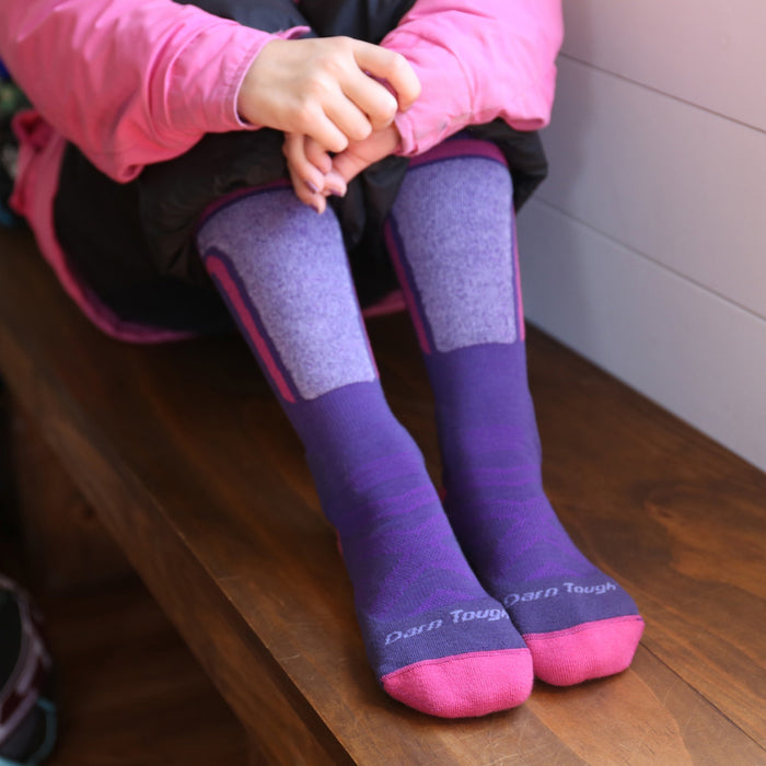 Darn Tough T-Bar OTC Midweight Padded Cushion Socks - Kids' Grape