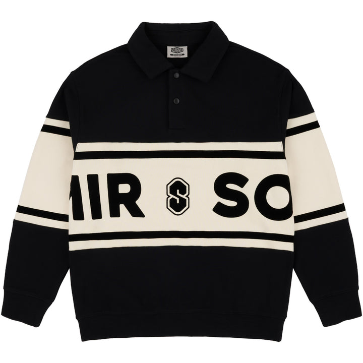 Souvenir Fleece Rugby Shirt - Unisex Black/Marshmallow
