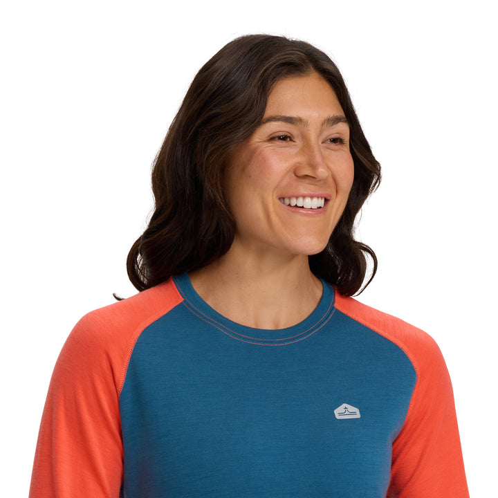 evo Heavyweight Merino Wool Crew Top - Women's Coral/Denim