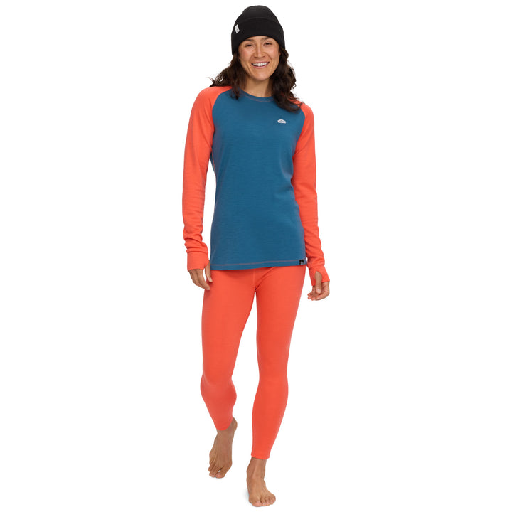 evo Heavyweight Merino Wool Crew Top - Women's Coral/Denim