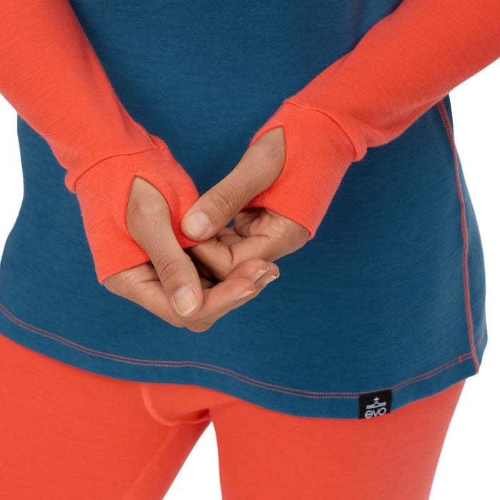 evo Heavyweight Merino Wool Crew Top - Women's Coral/Denim