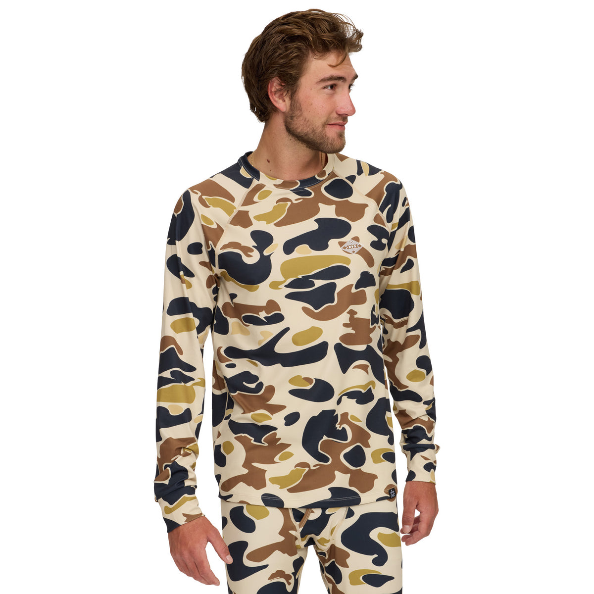 evo Midweight Base Layer Crew Top - Men's Woodland Camo