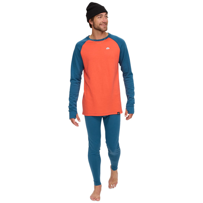 evo Heavyweight Merino Wool Crew Top - Men's Denim/Coral