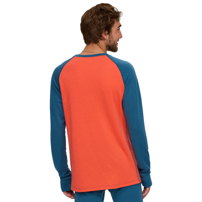 evo Heavyweight Merino Wool Crew Top - Men's Denim/Coral