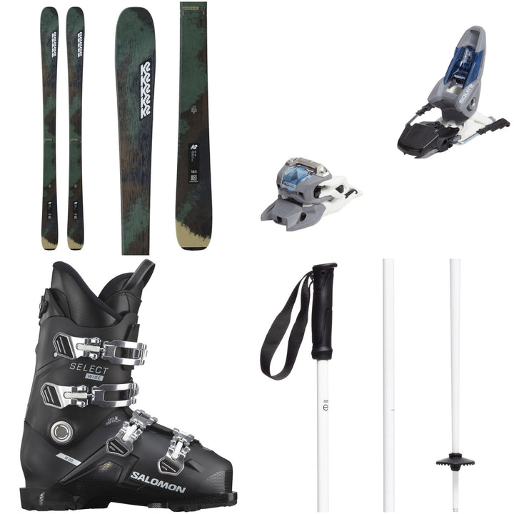 K2 Mindbender 85 W Skis + Marker Squire 11 Ski Bindings + Salomon Select Wide R 60 GW Ski Boots + evo Merge Ski Poles