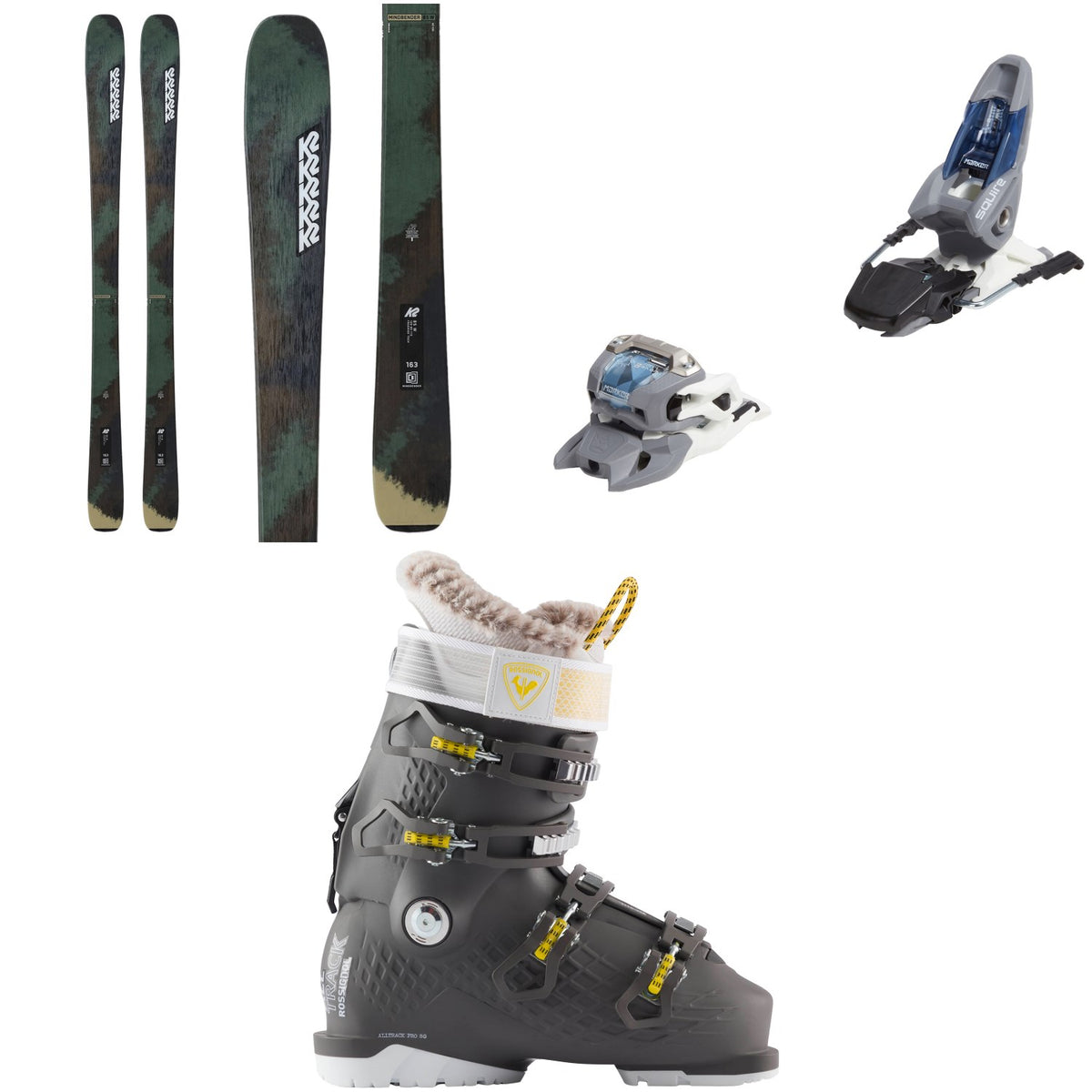 K2 Mindbender 85 W Skis + Marker Squire 11 Ski Bindings + Rossignol Alltrack Pro 80 Ski Boots - Women's