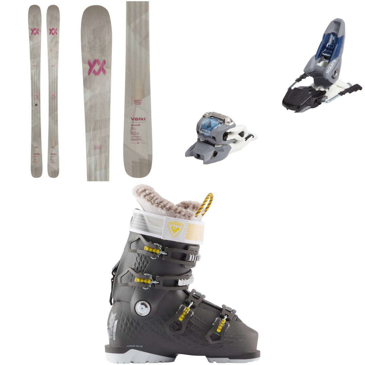 Völkl Secret 88 Skis + Marker Squire 11 Ski Bindings + Rossignol Alltrack Pro 80 Ski Boots - Women's 2025