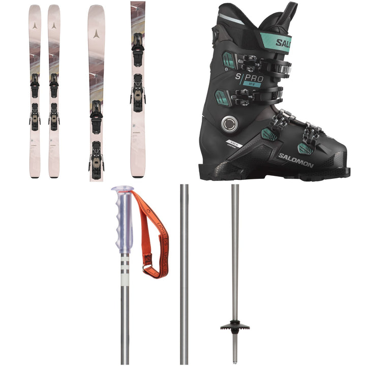 Atomic Maven 84 Skis + M10 GW Bindings + Salomon S/PRO HV R 80 Ski Boots - Women's + Season Primer Ski Poles