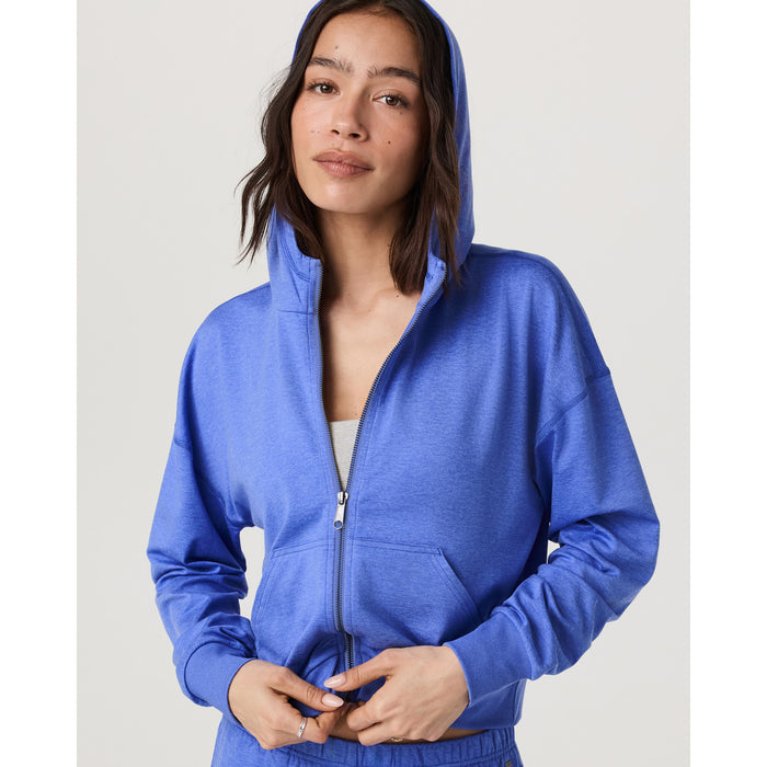 Vuori Halo Modern Full Zip Hoodie - Women's Bright Iris Heather