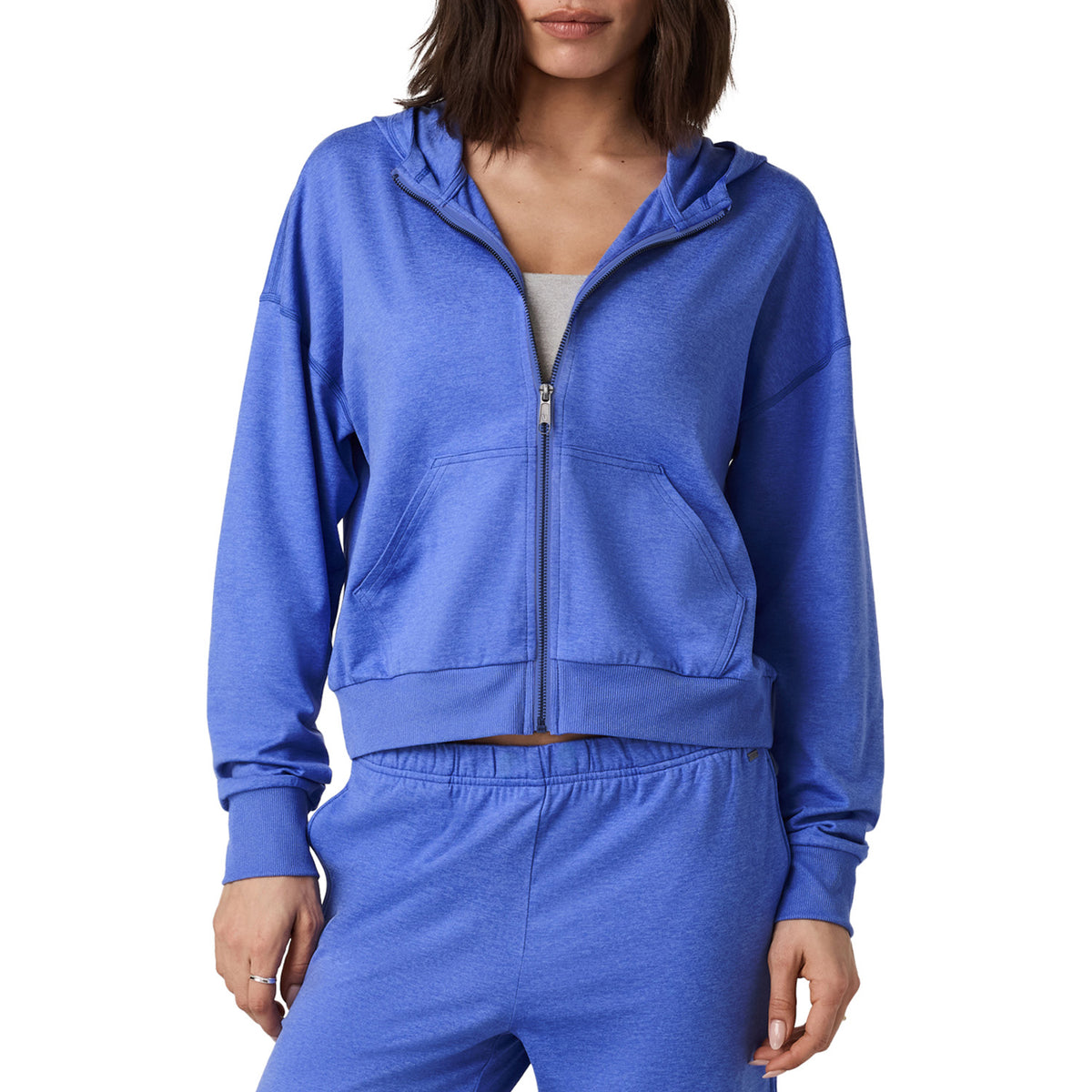Vuori Halo Modern Full Zip Hoodie - Women's Bright Iris Heather