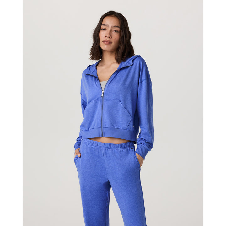 Vuori Halo Modern Full Zip Hoodie - Women's Bright Iris Heather