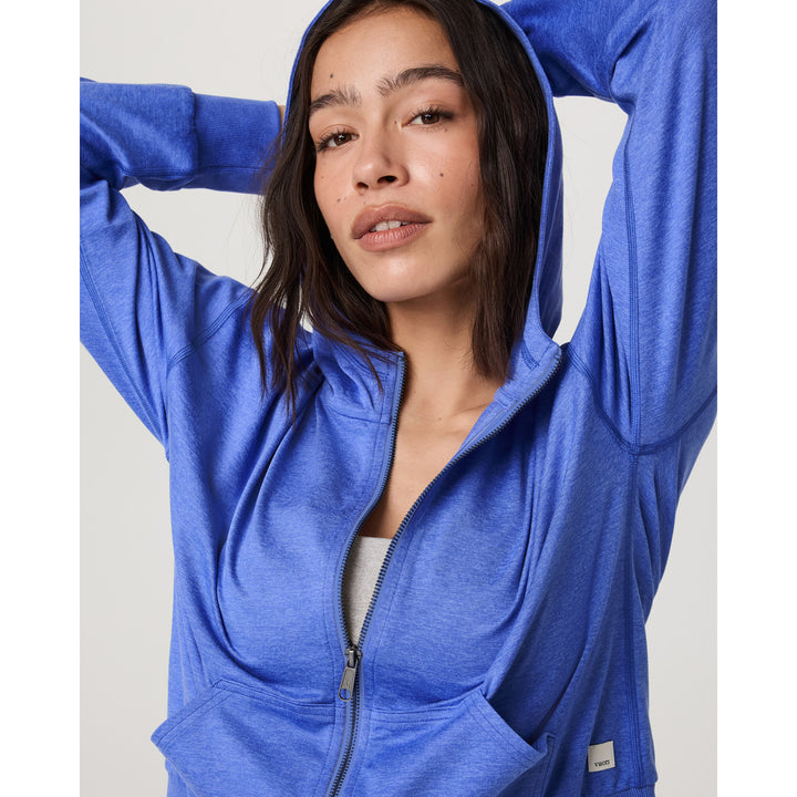Vuori Halo Modern Full Zip Hoodie - Women's Bright Iris Heather