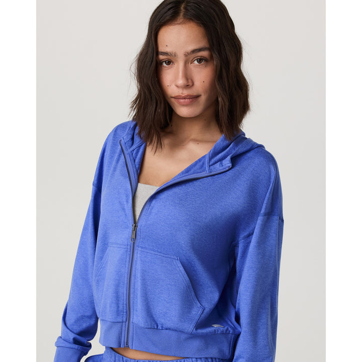 Vuori Halo Modern Full Zip Hoodie - Women's Bright Iris Heather