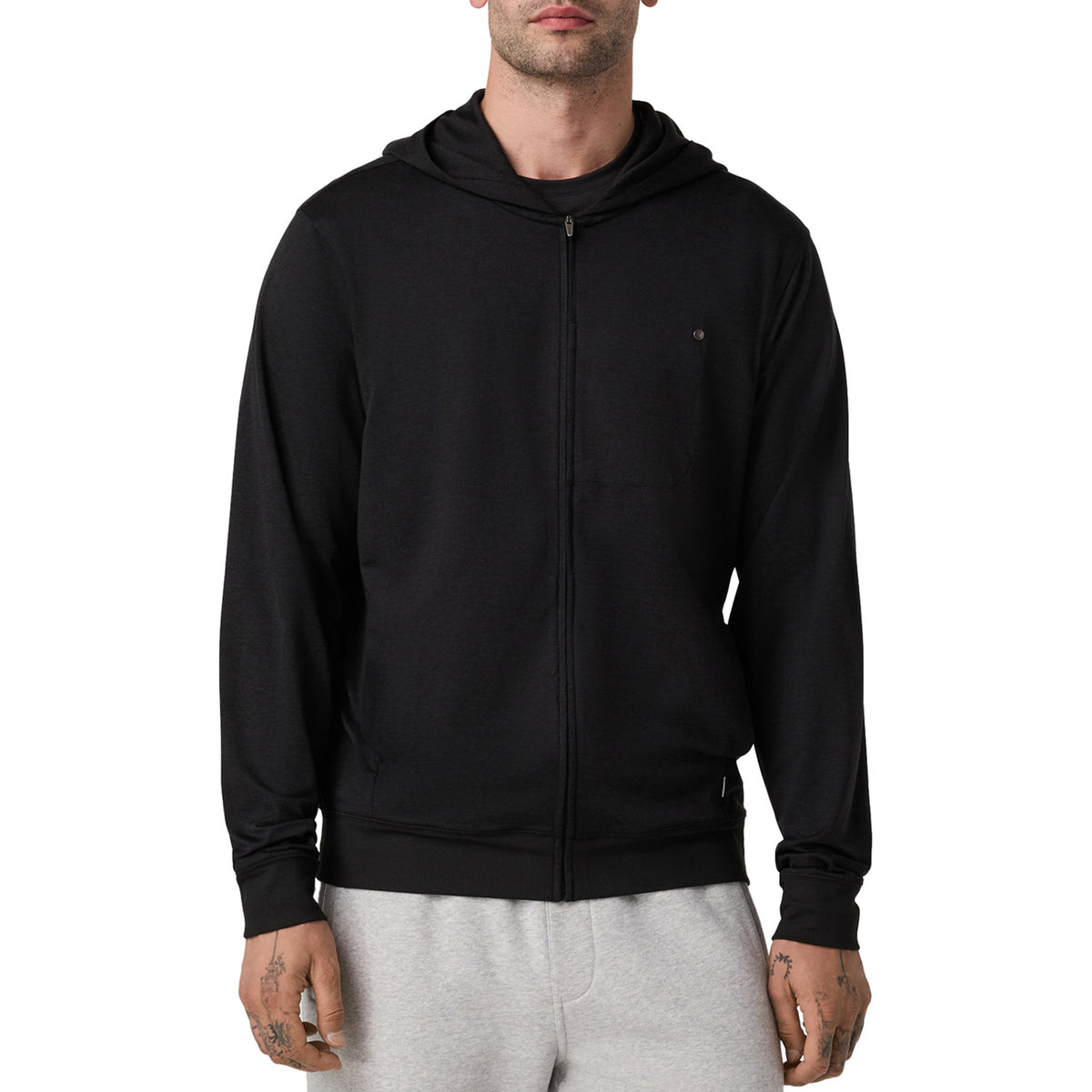 Vuori Ponto Full Zip Hoodie - Men's Black Heather