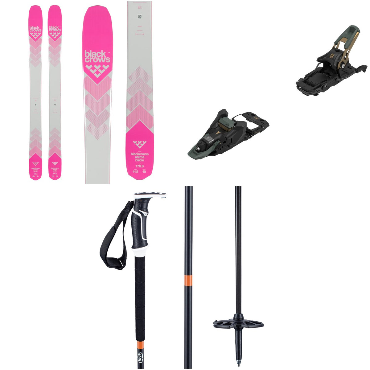 Black Crows Anima Birdie Skis - Women's + Atomic Shift² 13 MNC Alpine Touring Ski Bindings + BCA Scepter Ski Poles
