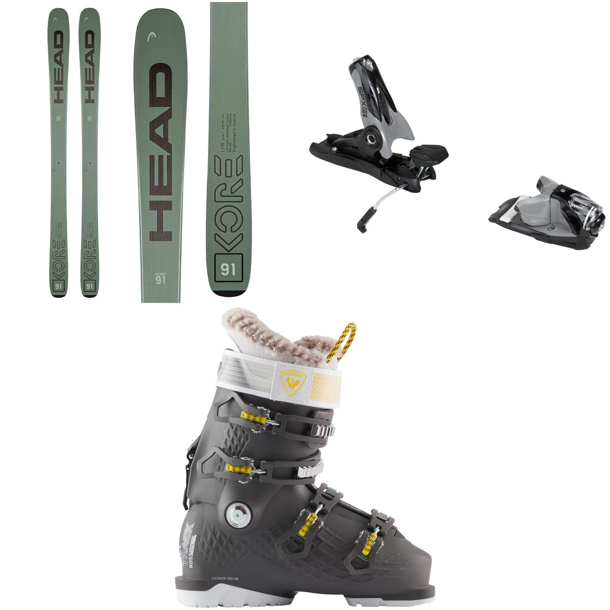 Head Kore 91 Skis + Look SPX 12 GW Pro Ski Bindings + Rossignol Alltrack Pro 80 Ski Boots - Women's