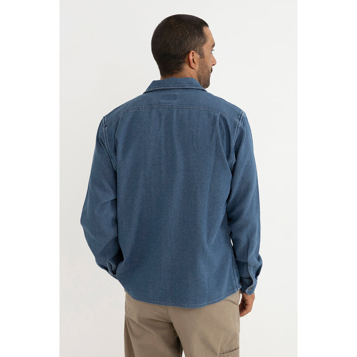 Rhythm Textured Wale Long-Sleeve Shirt - Men's Washed Indigo