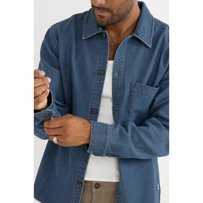 Rhythm Textured Wale Long-Sleeve Shirt - Men's Washed Indigo
