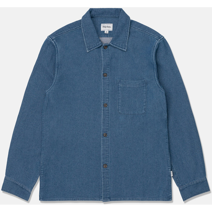 Rhythm Textured Wale Long-Sleeve Shirt - Men's Washed Indigo