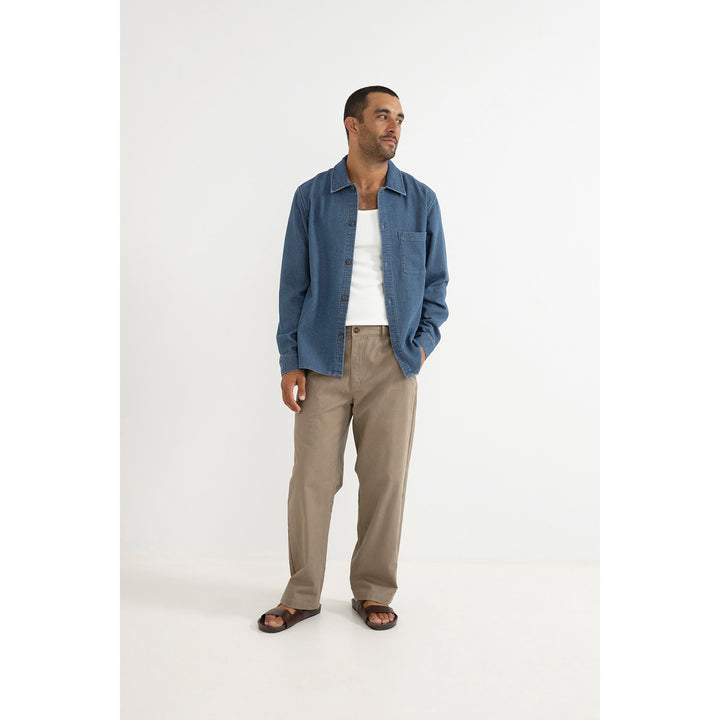 Rhythm Textured Wale Long-Sleeve Shirt - Men's Washed Indigo