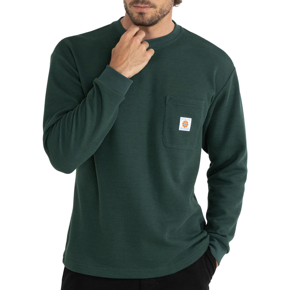 Rhythm Vintage Pocket Long-Sleeve Waffle T-Shirt - Men's Pine
