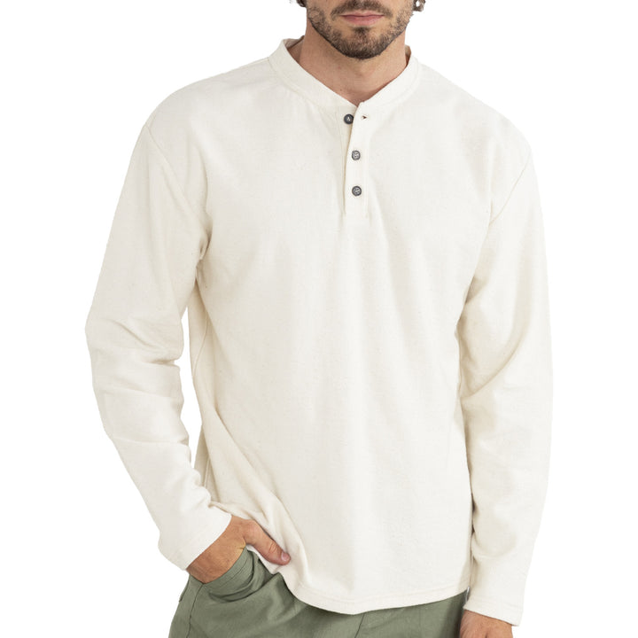 Rhythm Vintage Terry Long-Sleeve Henley T-Shirt - Men's Natural