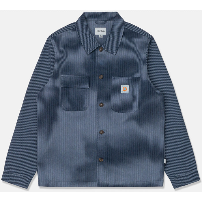 Rhythm Hickory Stripe Work Shirt - Men's Navy