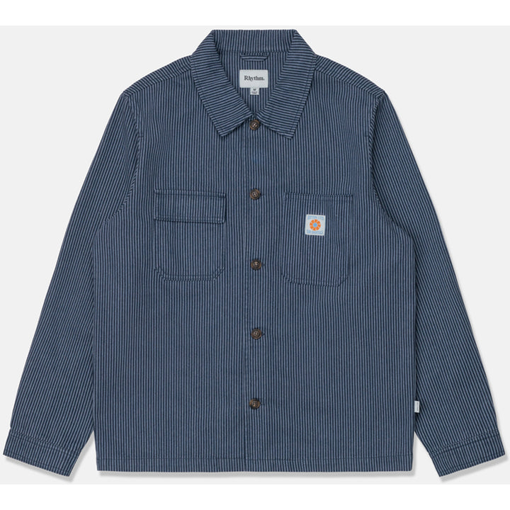 Rhythm Hickory Stripe Work Shirt - Men's Navy