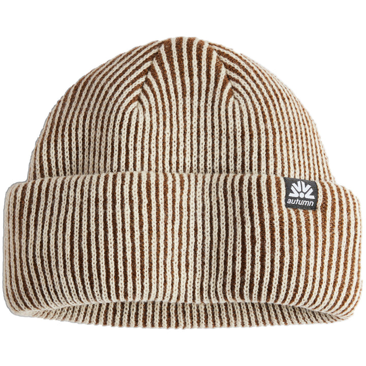 Autumn Cord Double Roll Beanie Brown