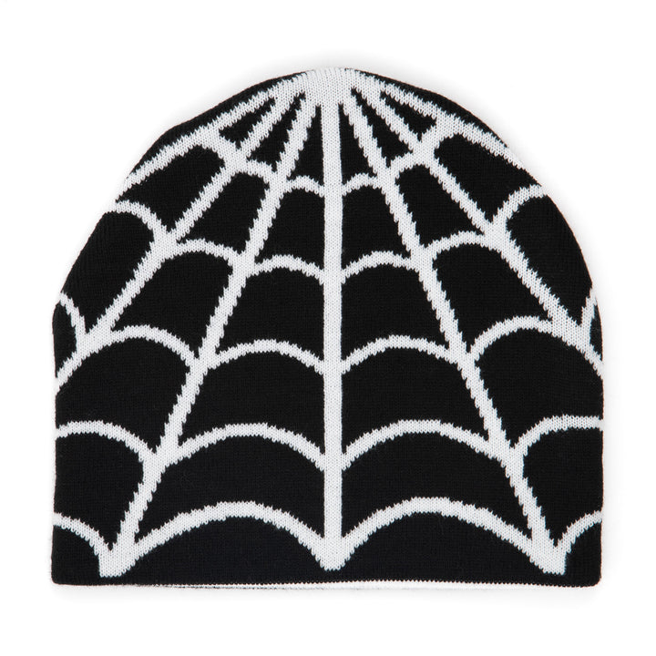 Corduroy Cobweb Reversible Skully Beanie Black