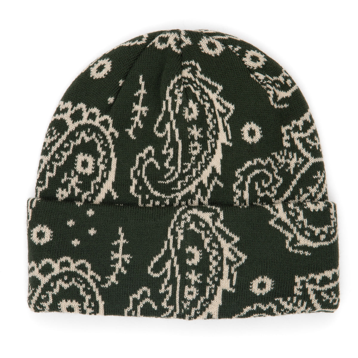 Corduroy Paisley Beanie Green