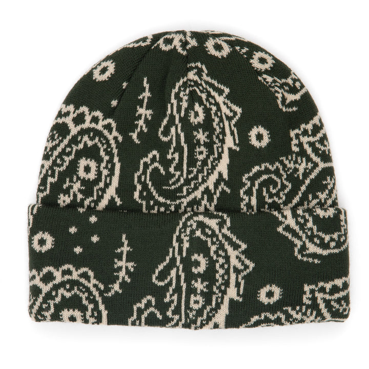 Corduroy Paisley Beanie Green