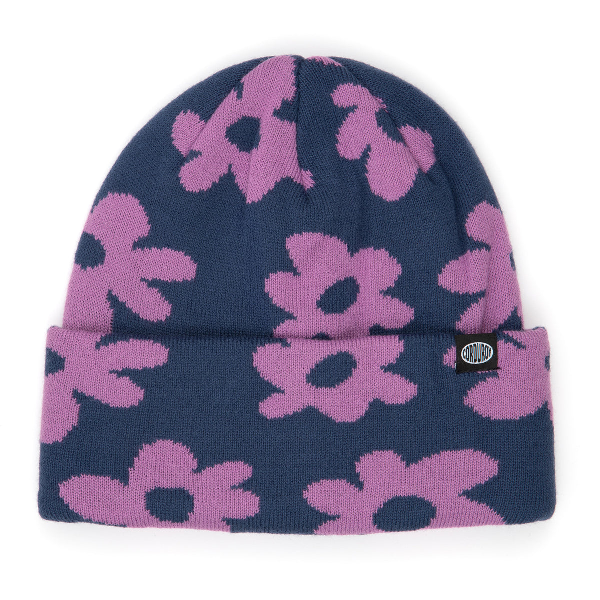 Corduroy Wildflower Beanie Purple