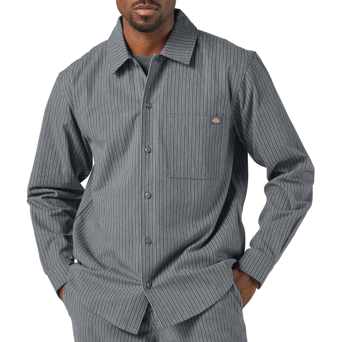 Dickies Lima Pinstripe Long-Sleeve Shirt - Men's Charcoal