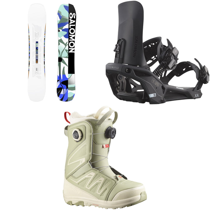 Salomon Rumble Fish Snowboard + XA Supermatic Snowboard Bindings + Ivy BOA SJ Snowboard Boots - Women's 2026