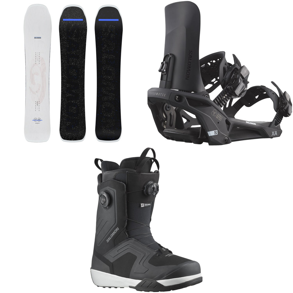 Salomon Jetstream Snowboard + XA Supermatic Snowboard Bindings + Dialogue Dual Boa Snowboard Boots 2026