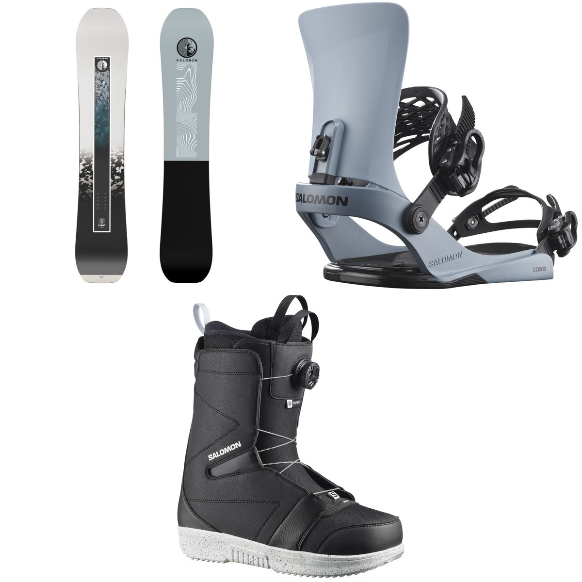 Salomon Sight X Snowboard + EDB X Snowboard Bindings + Faction Boa X Snowboard Boots 2026