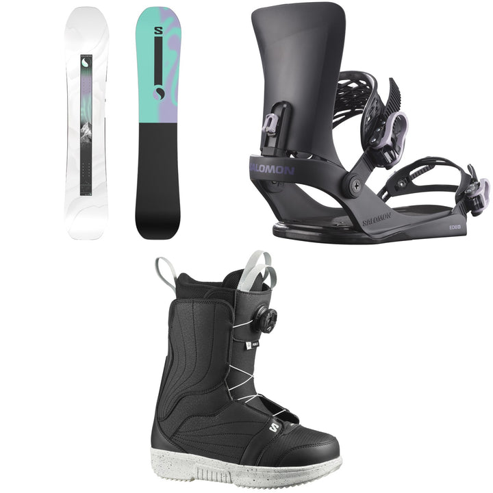 Salomon Bliss X Snowboard + EDB X Snowboard Bindings + Pearl Boa X Snowboard Boots - Women's 2026