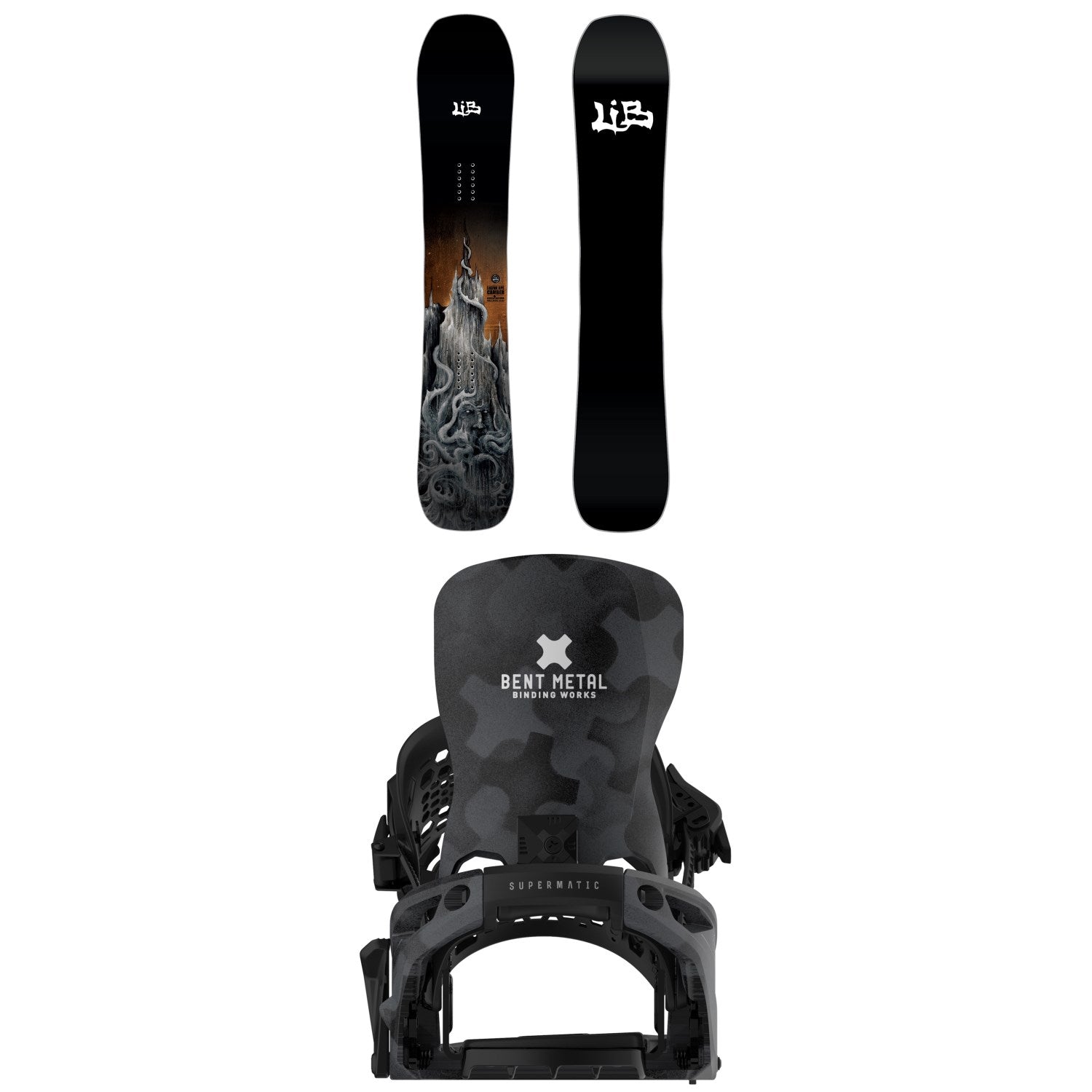 Lib Tech Skunk Ape Camber Snowboard + Bent Metal Lightning Supermatic – evo