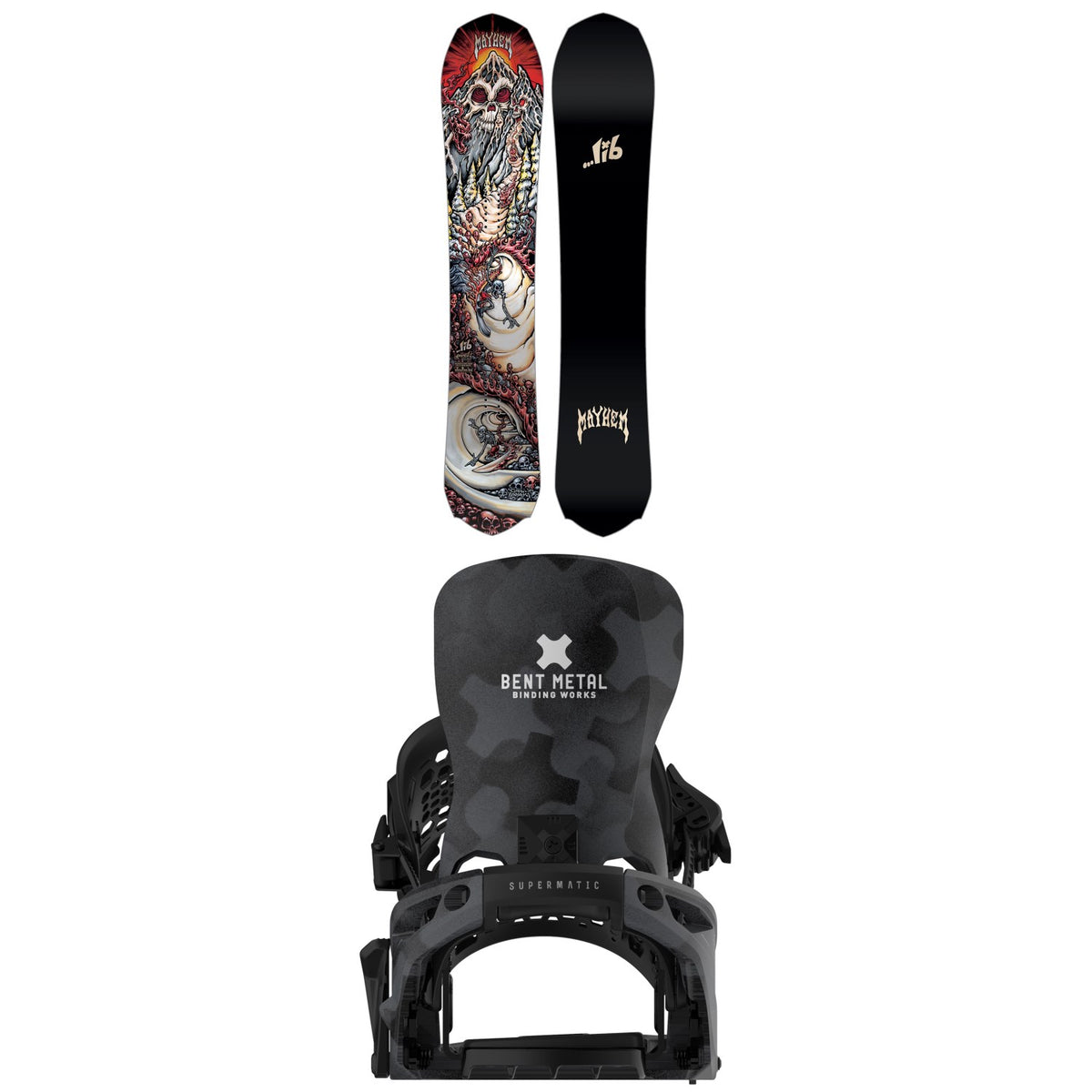 Lib Tech Mayhem Rocket Snowboard + Bent Metal Lightning Supermatic Snowboard Bindings 2026