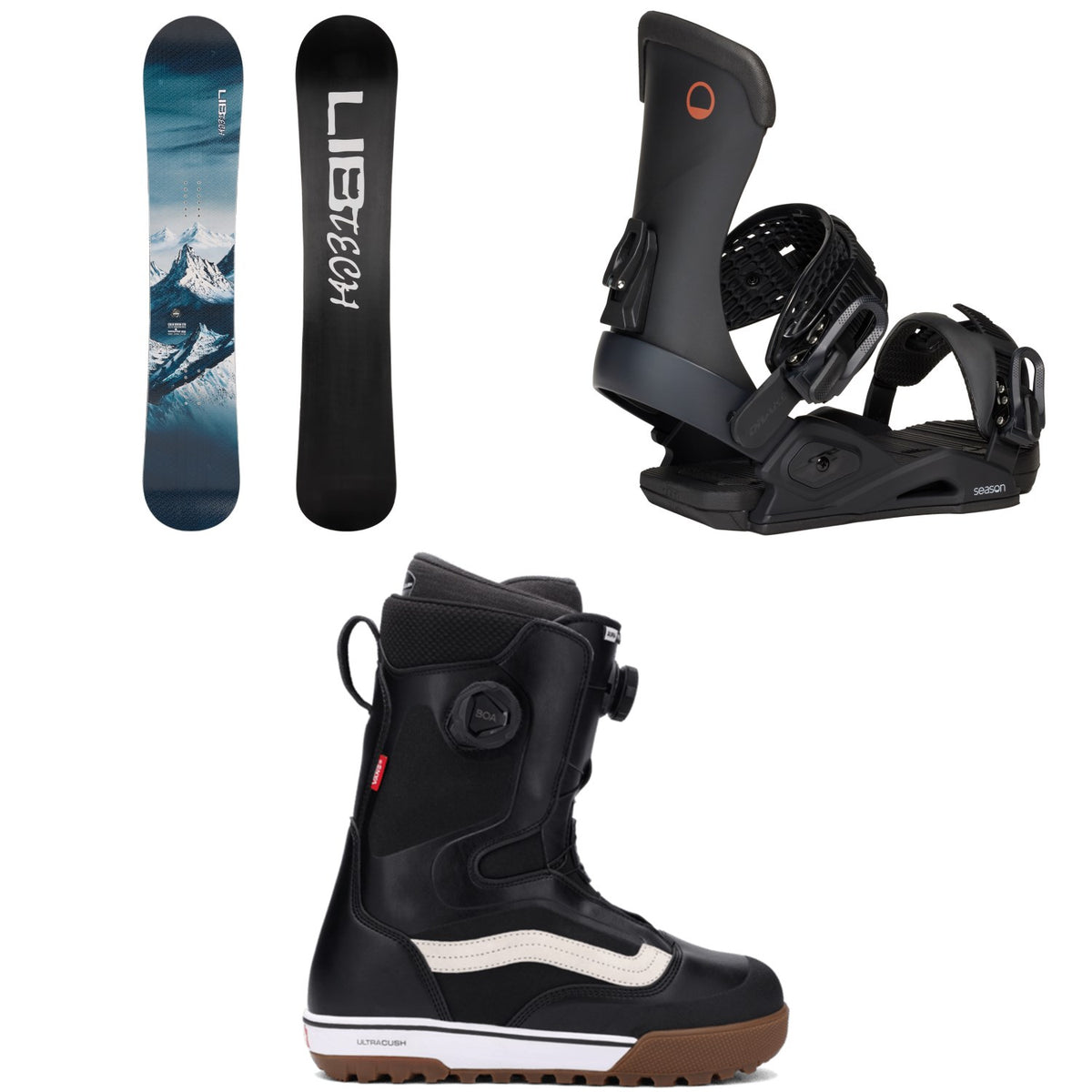 Lib Tech Cold Brew C2 LTD Snowboard + Season Meld Snowboard Bindings + Vans Aura Pro Snowboard Boots 2026