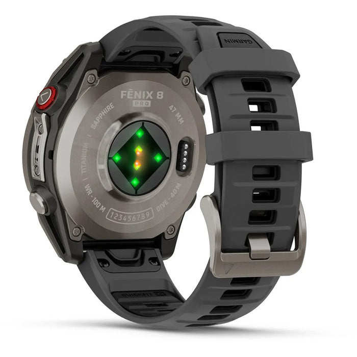 Garmin fenix 8 Pro - Sapphire AMOLED Smartwatch Titanium with Graphite/Black Silicone Band