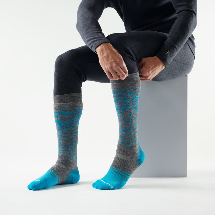 Smartwool Snowboard Full Cushion Iguchi Pattern OTC Socks Medium Gray