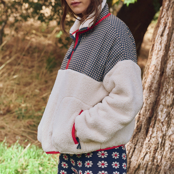 The Great Outdoors The Print-Mix Plush Terrain Half-Zip - Women's Mini Frosted Daisy & Cream