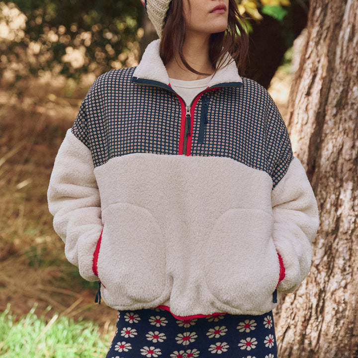 The Great Outdoors The Print-Mix Plush Terrain Half-Zip - Women's Mini Frosted Daisy & Cream