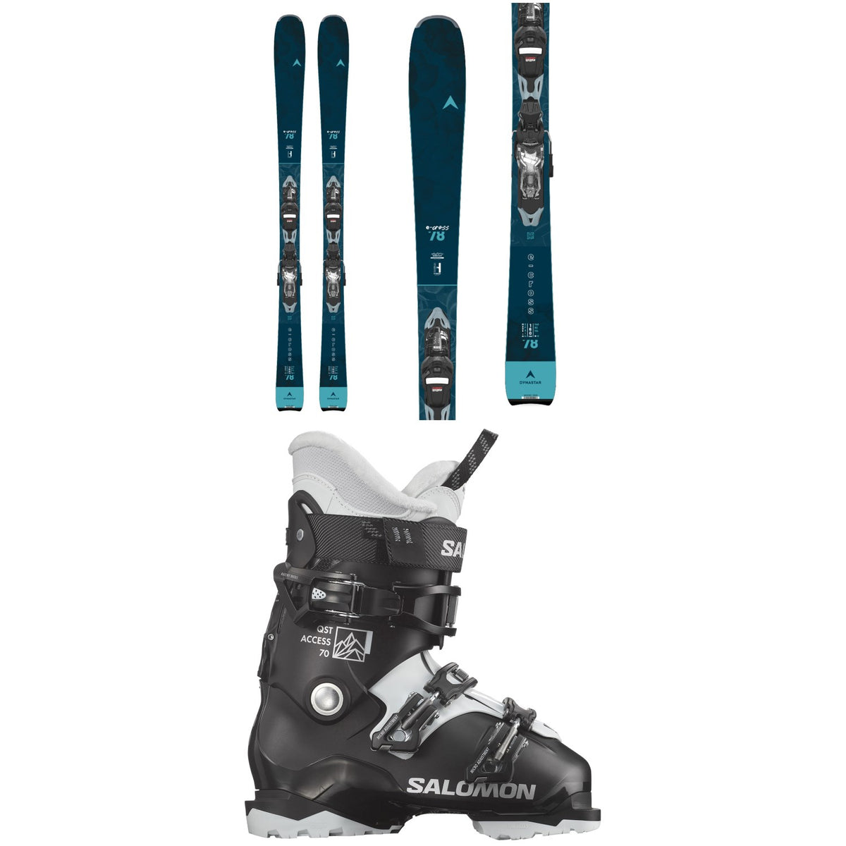 Dynastar E-Cross 78 Skis + XP 10 Bindings + Salomon QST Access 70 W Ski Boots - Women's