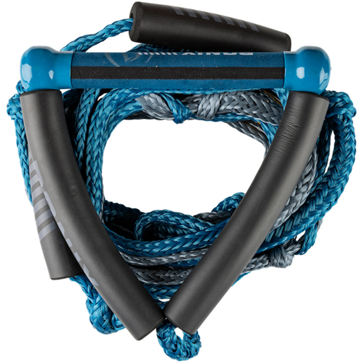 Ronix 10" Hide Grip Handle + 25 ft 5-Section Bungee Surf Rope Slate Blue