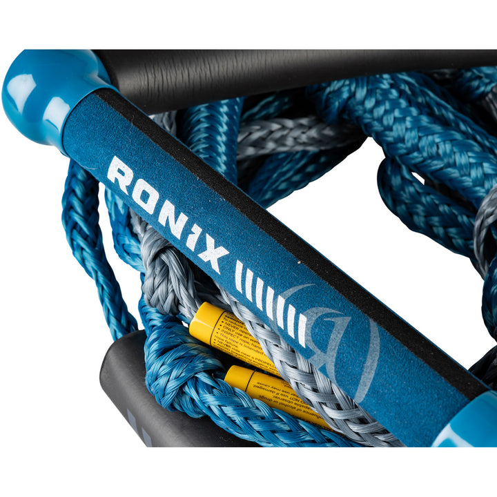 Ronix 10" Hide Grip Handle + 25 ft 5-Section Bungee Surf Rope Slate Blue